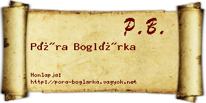 Póra Boglárka névjegykártya